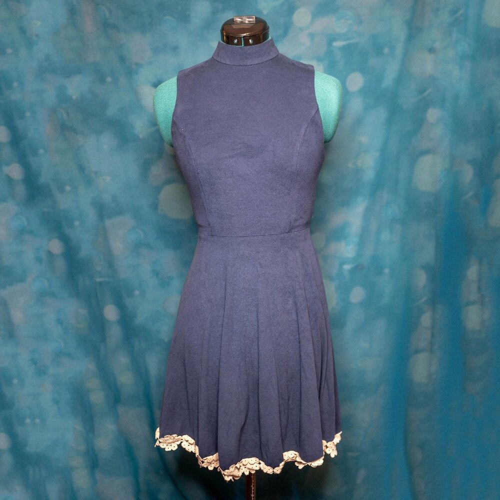 CLEARANCE Altard State Navy Suede Sleeveless Fit & Flare Dress Size S